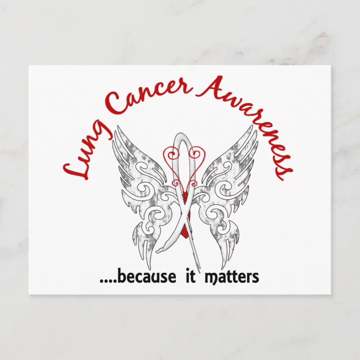 Grunge Tattoo Butterfly  Lung Cancer Postcard | Zazzle