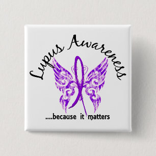 Grunge Tattoo Butterfly 6.1 Lupus Pinback Button
