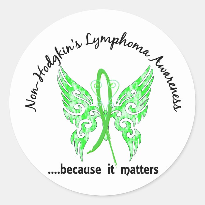 Grunge Tattoo Butterfly 6.1 Non Hodgkin's Lymphoma Round Stickers