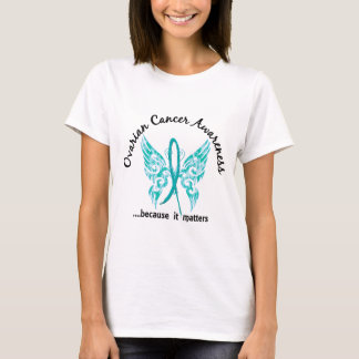 Grunge Tattoo Butterfly 6.1 Ovarian Cancer T-Shirt