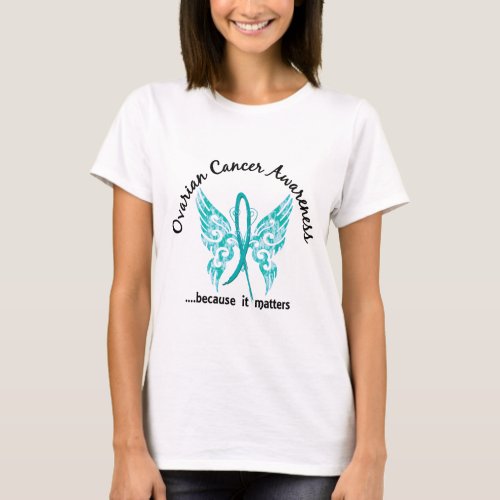 Grunge Tattoo Butterfly 61 Ovarian Cancer T_Shirt