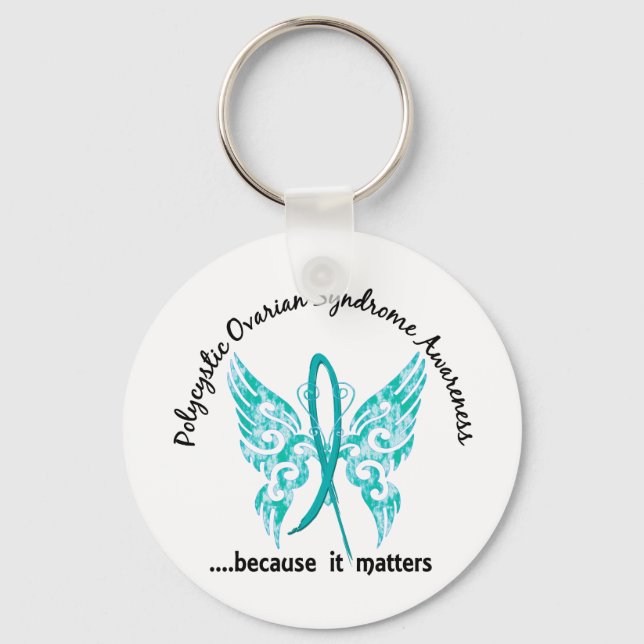 Grunge Tattoo Butterfly 6.1 PCOS Keychain (Front)