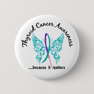 Grunge Tattoo Butterfly 6.1 Thyroid Cancer Button