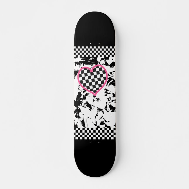 Grunge Tattoo Heart Skateboard Deck (Front)