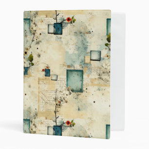 Grunge Teal Botanical Frame Parchment Scrapbook Mini Binder