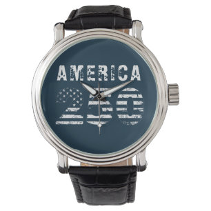 Grunge Text America 250 Blue eWatch Watch