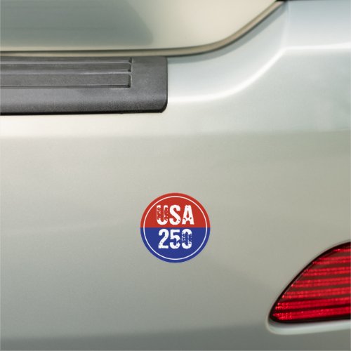 Grunge Text USA 250 Red &amp; Blue Independence Day Car Magnet