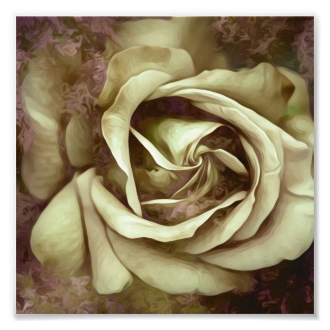Grunge Texture Painted Rose Photo Print (Front)