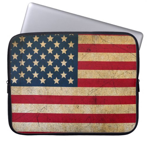 Grunge Textured American Flag Laptop Sleeves