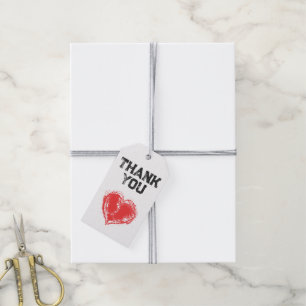 Grunge Thank You Distressed Messy Red Heart Favor Gift Tags