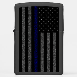 Grunge Thin Blue Line Flag Zippo Lighter