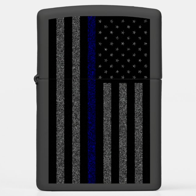 Grunge Thin Blue Line Flag Zippo Lighter (Front)