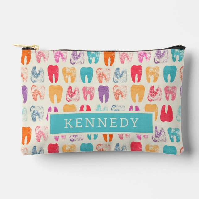 Grunge Tooth Pattern Accessory Pouch (Front)