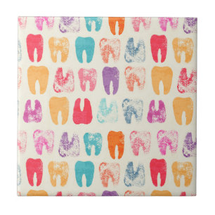 Grunge Tooth Pattern Ceramic Tile