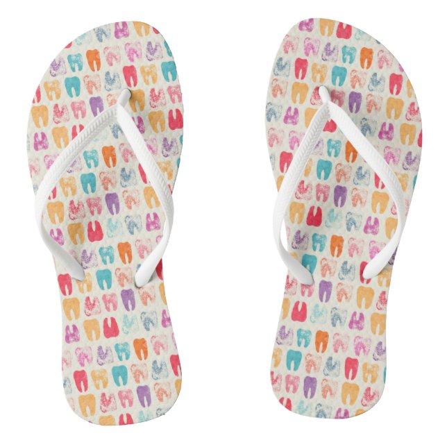 Grunge Tooth Pattern Flip Flops (Footbed)