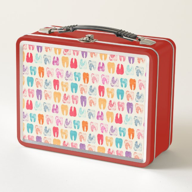 Grunge Tooth Pattern Metal Lunch Box (Front)