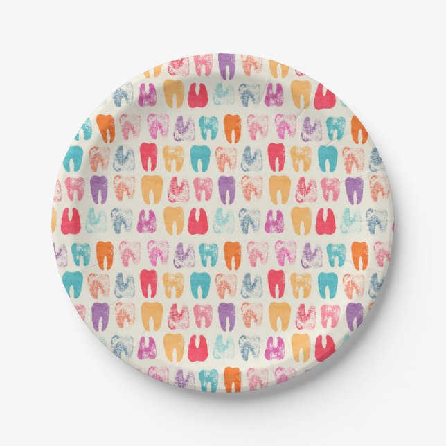 Grunge Tooth Pattern Paper Plates (Front)