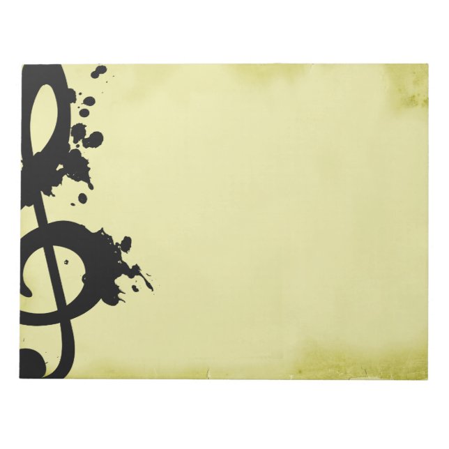 Grunge Treble Clef Notepad (Front)
