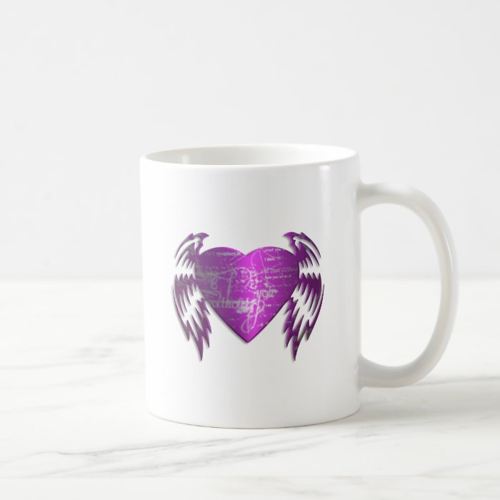 Grunge Tribal Pink Heart Wings Coffee Mug