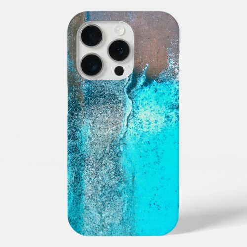 Grunge Turquoise Textured Abstract iPhone 15 Pro Case
