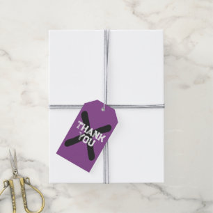 Grunge Typography Thank You Edgy Black Cross Favor Gift Tags