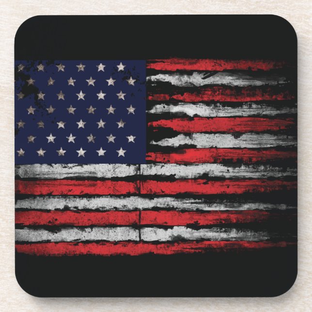 Grunge U.S.A flag Beverage Coaster (Front)