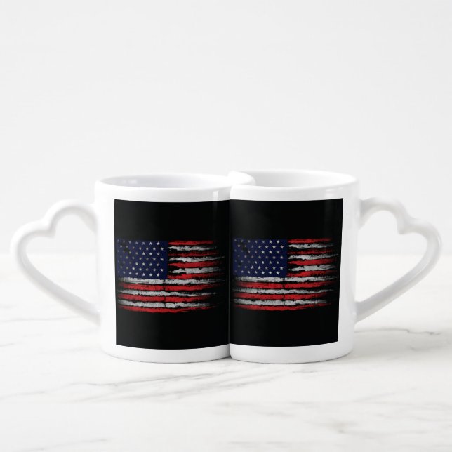 Grunge U.S.A flag Coffee Mug Set (Front Nesting)