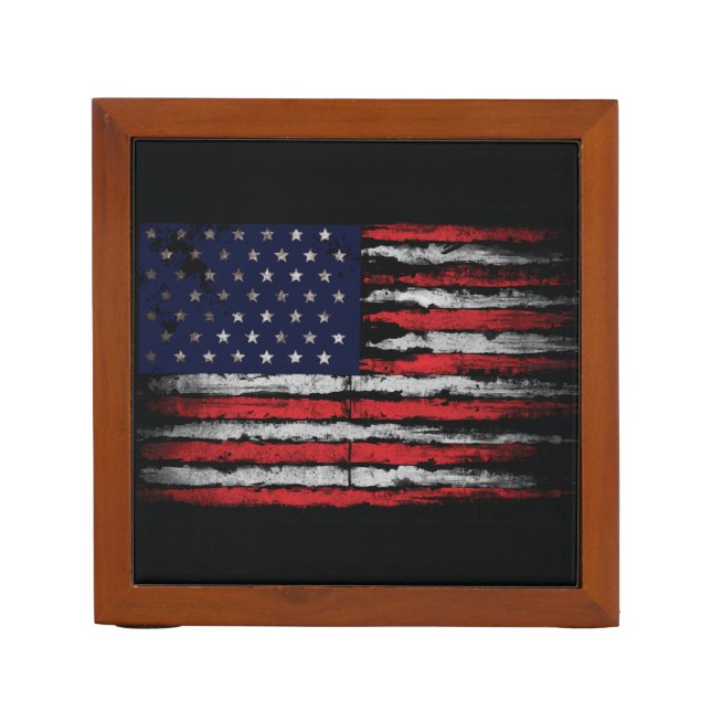 Grunge U.S.A flag Desk Organizer (Front)