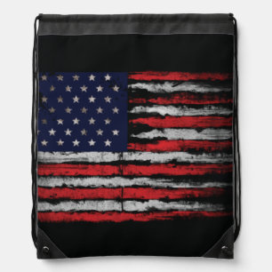 Grunge U.S.A flag Drawstring Bag