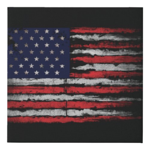 Grunge USA flag Faux Canvas Print