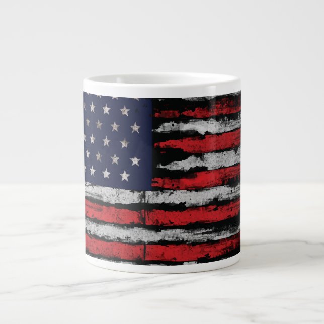 Grunge U.S.A flag Giant Coffee Mug (Front)