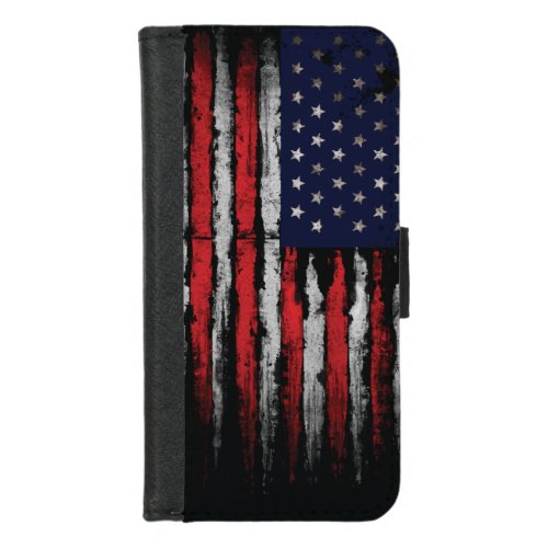 Grunge USA flag iPhone 87 Wallet Case