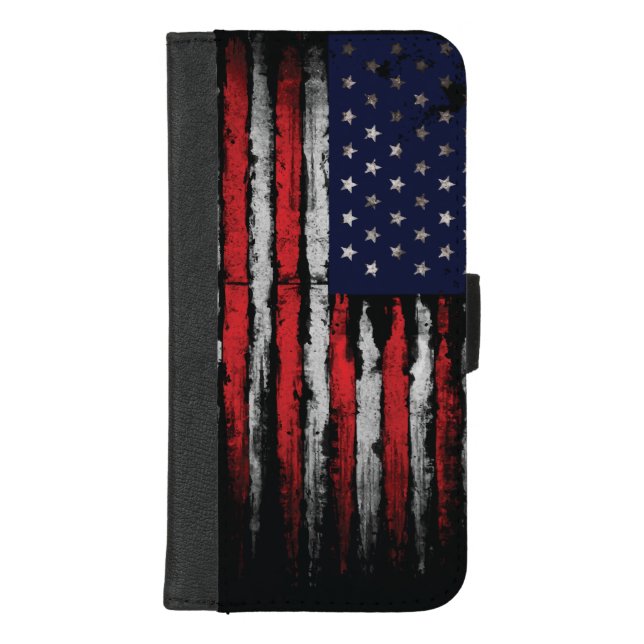 Grunge U.S.A flag iPhone Wallet Case (Front)