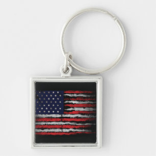 Grunge U.S.A flag Keychain