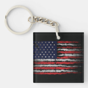 Grunge U.S.A flag Keychain