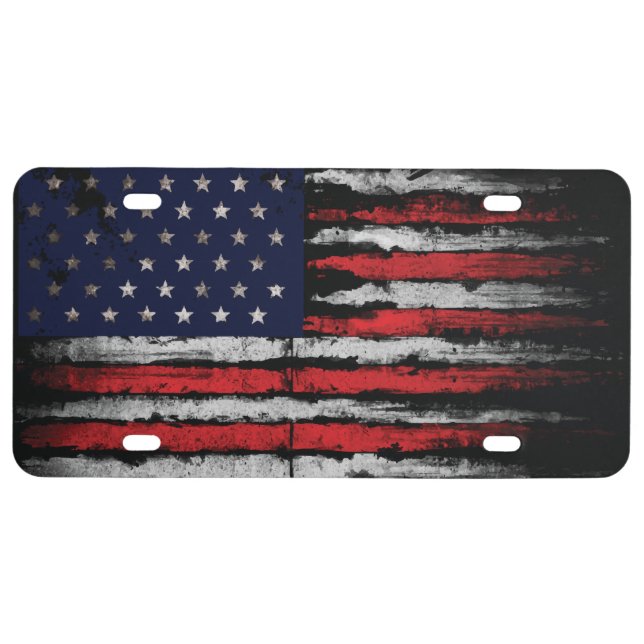 Grunge U.S.A flag License Plate (Front)