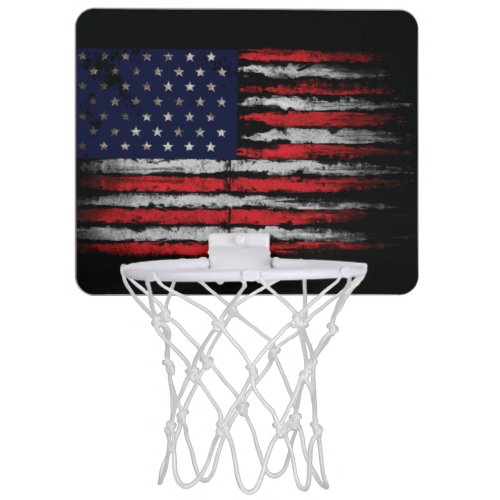 Grunge USA flag Mini Basketball Hoop