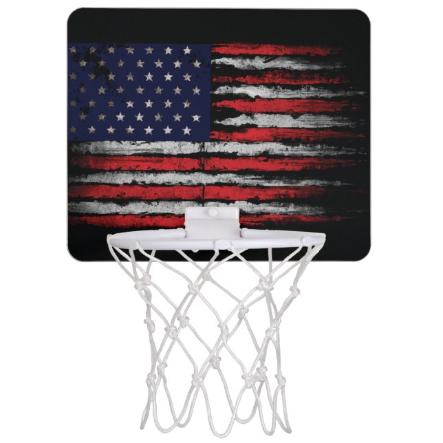 Grunge U.S.A flag Mini Basketball Hoop (Front)