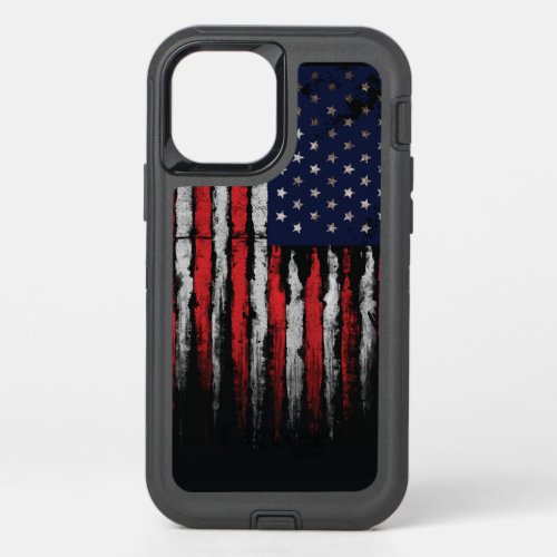 Grunge USA flag OtterBox Defender iPhone 12 Pro Case
