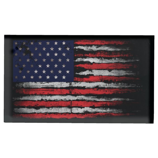 Grunge U.S.A flag Place Card Holder (Front)