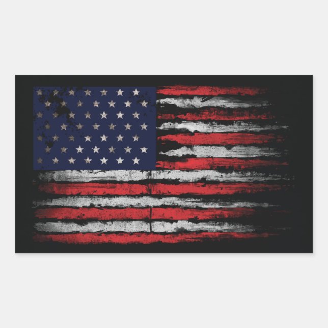 Grunge U.S.A flag Rectangular Sticker (Front)
