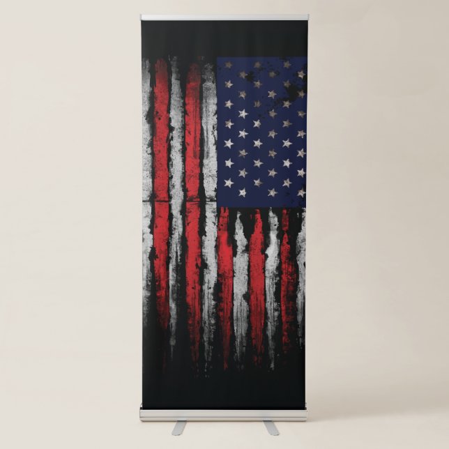Grunge U.S.A flag Retractable Banner (Front)