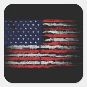 Grunge U.S.A flag Square Sticker
