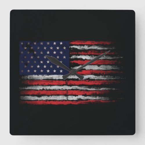 Grunge USA flag Square Wall Clock