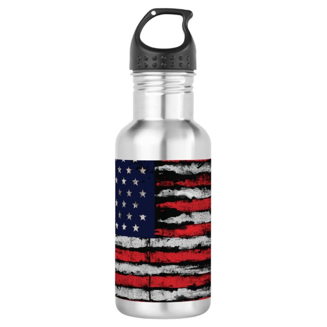 Grunge U.S.A flag Stainless Steel Water Bottle (Front)