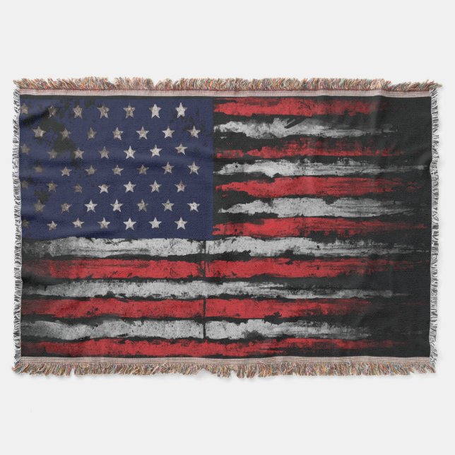 Grunge U.S.A flag Throw Blanket (Front)