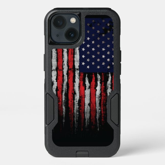 Grunge U.S.A flag Throw Pillow Otterbox iPhone Case (Back)