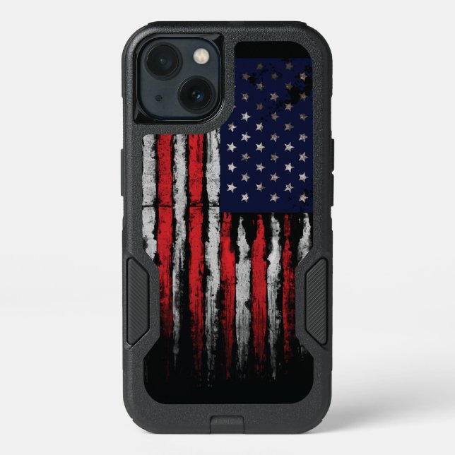 Grunge U.S.A flag Throw Pillow Otterbox iPhone Case (Back)