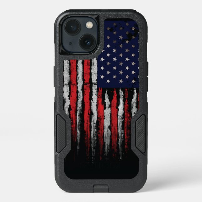 Grunge U.S.A flag Throw Pillow Otterbox iPhone Case (Back)