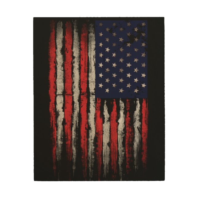 Grunge U.S.A flag Wood Wall Art (Front)
